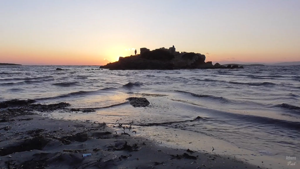 Sunset next to the sea shore