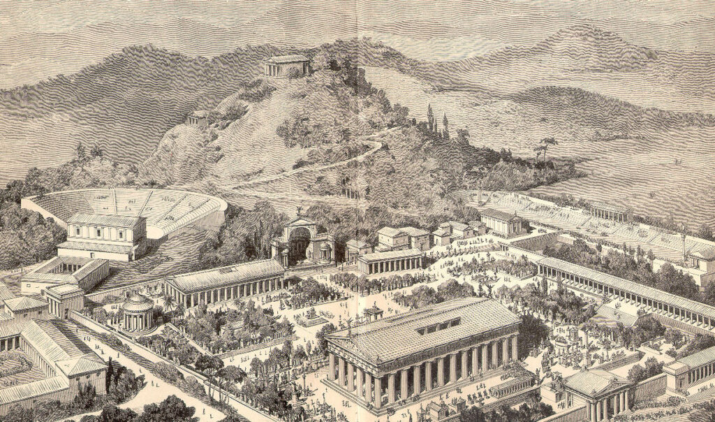 An artist s impression of ancient Olympia