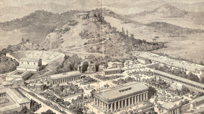 An artist s impression of ancient Olympia