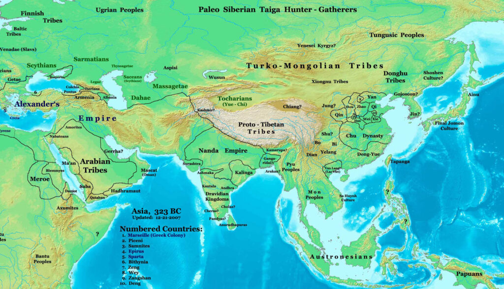Asia in 323 BC, the Nanda Empire and Gangaridai Empire of Ancient India in relation to Alexander s Empire and neighbors