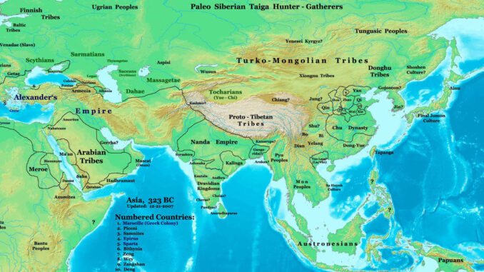 Asia in 323 BC, the Nanda Empire and Gangaridai Empire of Ancient India in relation to Alexander s Empire and neighbors