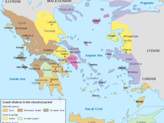 Distribution of Greek dialects in Greece in the classical period.