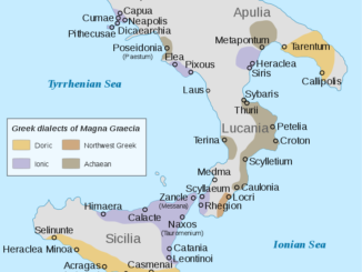 Distribution of Greek dialects in Magna Graecia (Southern Italy and Sicily) in the classical period