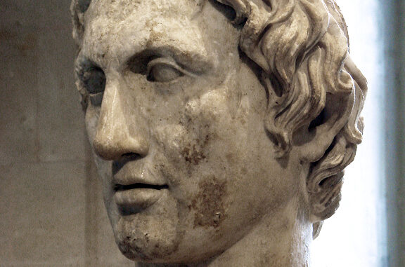 Herma of Alexander (Roman copy of a 330 BC statue by Lysippus, Louvre Museum). According to Diodorus, the Alexander sculptures by Lysippus were the most faithful.