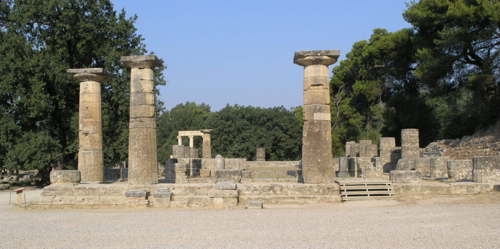The Temple of Hera at Olympia was built in the Archaic period, circa 590 BC