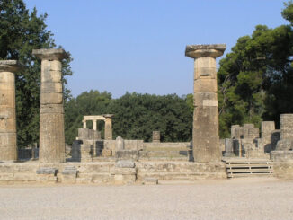 The Temple of Hera at Olympia was built in the Archaic period, circa 590 BC