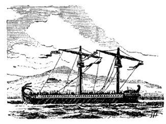 Trireme, illustration from book Nordisk familjebok